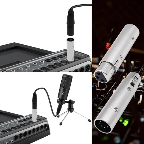 Vista 6 de XLR 5 pines macho a 3 pines hembra DMX adaptador convertidor de señal de audio para micrófono luz de escenario -2