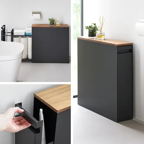 Vista 7 de YAMAZAKI Home Armario de almacenamiento extraíble para baño con parte Negro