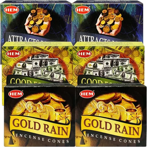 Vista 4 de Paquete variado de conos de incienso y soporte de lluvia dorada de Hem Trumiri Insense Insence Atracts Money Good Fortune