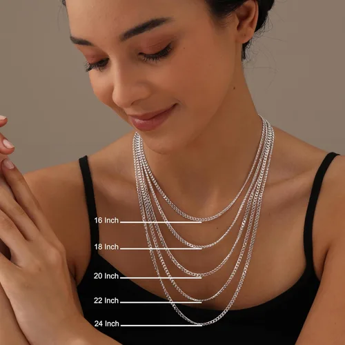 Vista 2 de LeCalla Collar de plata de ley 925 maciza italiana de 0.138 in, 0.150 in de corte de diamante, eslabones cubanos para hombres y mujeres