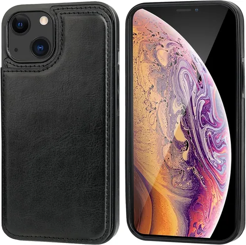 Vista 3 de ONETOP - Funda tipo cartera con tarjetero para iPhone 13, color negro Kickstand,ID/Cash Holder,Case Wallet with Card Slots,Double Magnetic