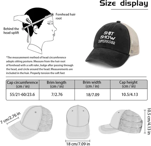 Vista 7 de Shit Show Supervisor Trucker Hat Hombres Sombrero de malla de moda para el verano, Allblack5, Talla única
