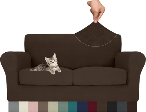 Vista 70 de MAXIJIN 2 piezas de fundas para silla con brazos, funda para silla de sofá para sala de estar, funda elástica para perros para una silla con 1 cojín