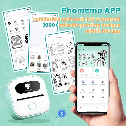 Vista 4 de Phomemo Impresora de Adhesivos - Y02C Mini de Bolsillo, Impresora Térmica Portátil con Bluetooth de Bolsillo, Impresora Mini de Adhesivos para DIY