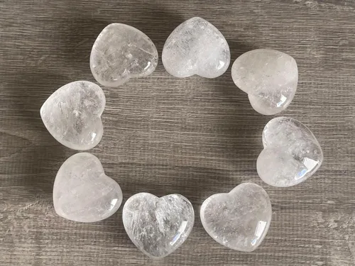 Vista 19 de Corazón hinchado de piedras preciosas al por mayor, corazones hinchados de piedras preciosas pulidas, piedra de palma de cristal, corazón de cristal
