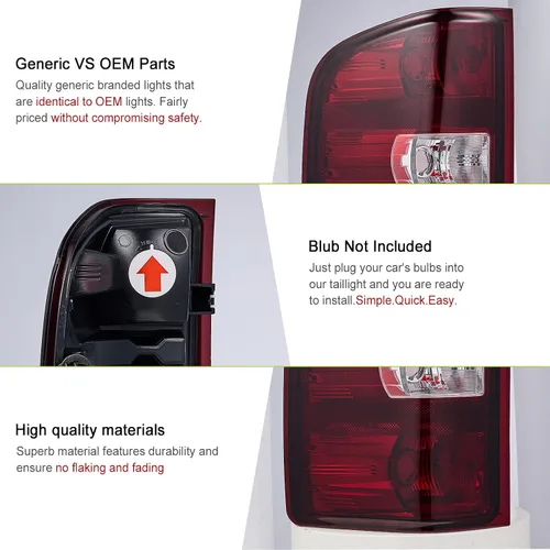 Vista 3 de Luces traseras compatibles con Chevy Silverado 1500 2500 HD 3500 HD 2007-2013 GMC Sierra 2500 HD 2012-2014 Luces traseras sin arnés de cableado