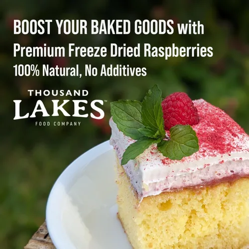 Vista 6 de Frambuesas enteras liofilizadas - 1.2 oz Marca Thousand Lakes 100% Raspberries, Premium Quality, Crunchy, Naturally Tangy, High in Vitamin C