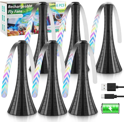 Vista 7 de Ventiladores antimoscas Adawook para mesas recargables, ventilador de moscas para mantener alejadas las moscas con cuchillas suaves, ventiladores
