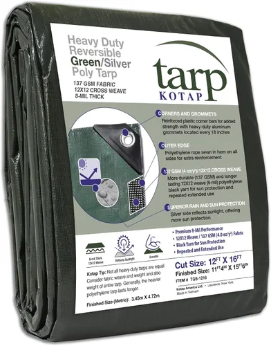 Vista 23 de Kotap TGS-0608 - Lona de polietileno reversible de 8 mil con protección UV, 6 pies X 8 pies, verde-plata