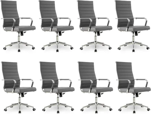 Vista 51 de Okeysen Office Desk Chair, Ergonomic Leather Modern Conference Room Chairs, Executive Ribbed Height Adjustable Swivel Rolling Chair for Home Office