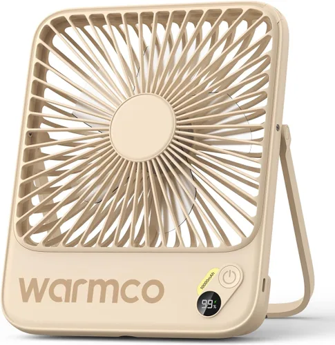 Vista 10 de Warmco - Ventilador de viaje portátil de 10000 mAh de 7 pulgadas, hasta 24 horas de funcionamiento, ultra delgado, silencioso y recargable