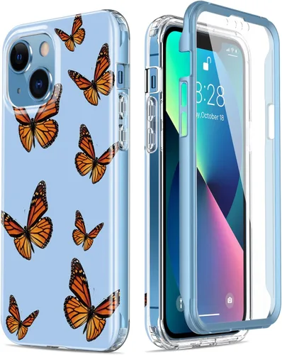 Vista 45 de Esdot Funda protectora para iPhone 13 Mini con protector de pantalla integrado, protección de grado militar con diseños de moda para mujeres