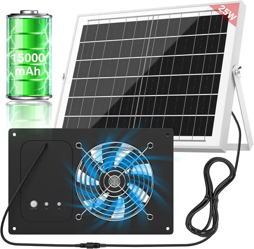 Vista 8 de Ventilador solar de 40 W con batería y temporizador para gallinero