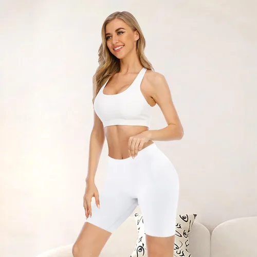 Vista 4 de YaShaer Pantalones cortos para mujer para debajo de los vestidos, cintura alta, yoga, ciclismo, verano, pantalones cortos, paquete de 4