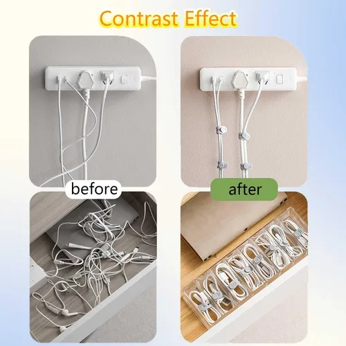 Vista 5 de 12 correas de silicona mejoradas para cables, correas de cable reutilizables para cables de carga, auriculares, computadora, escritorio, gestión