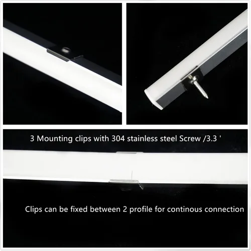 Vista 6 de THMOOTHER Paquete de 5 tiras LED en forma de V de 3.3 pies, sistema de difusor de canal de aluminio, cubierta lechosa extruida con conector