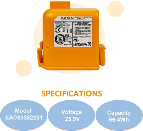 Vista 2 de EAC63382201 EAC63382204 EAC63382208 EAC63758601 Battery for LG CordZero A9 Plus MAX P9 A9K A9T A9N A9M A9S A927 A937 A902RM A929 A925 Cordless Stick
