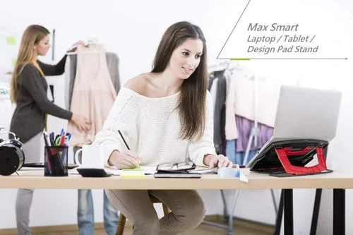Vista 5 de MAX SMART Soporte para tableta de dibujo, plegable, portátil, ajustable compatible con iPad Pro, Wacom y más
