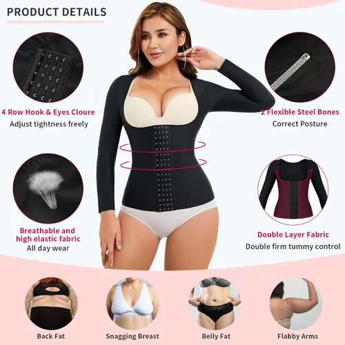 Vista 4 de Gotoly Corsé de entrenamiento de cintura para mujer, faja moldeadora superior del brazo, moldeadora quirúrgica más delgada
