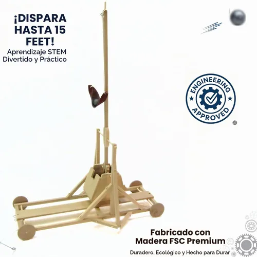 Vista 6 de PATHFINDERS Kit de Trebuchet Medieval STEM – Modelo Mecánico de Madera DIY Motor de Sitio de Contrapeso Funcional Proyecto de Ingeniería