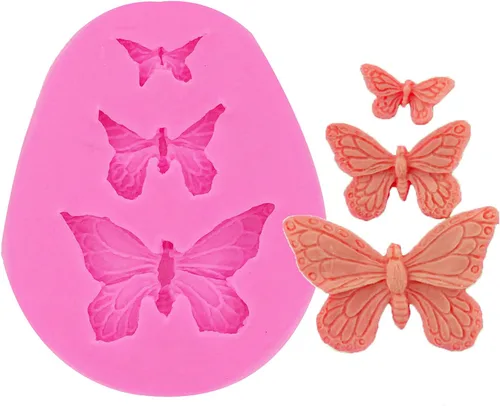Vista 5 de Lindo molde de mariposa 3D reutilizable de grado alimenticio, moldes de silicona antiadherentes para decoración de tartas, molde de chocolate