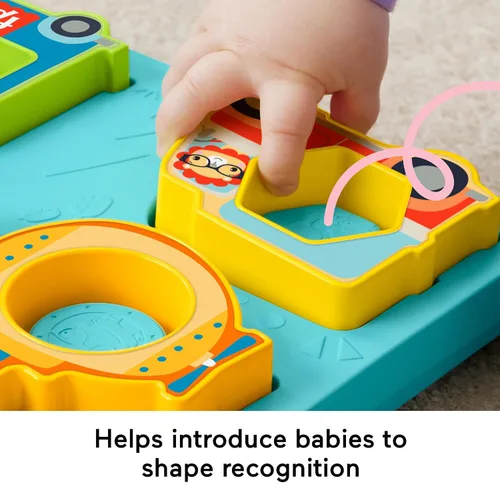 Vista 5 de Fisher-Price Juguete de clasificación para bebés con formas y sonidos rompecabezas de vehículo con música y luces para juegos de motricidad fina