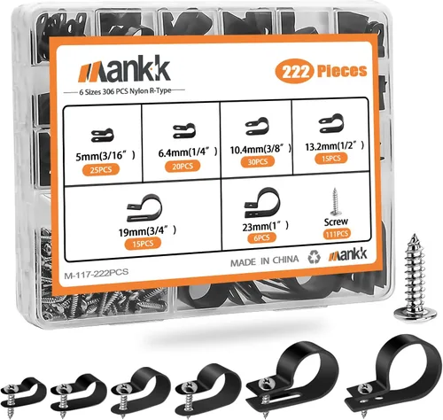 Vista 15 de mankk 50 clips de luz de cuerda de 1/2 pulgada, clips de montaje estilo P, abrazaderas de cable de plástico con cabeza plana de acero inoxidable