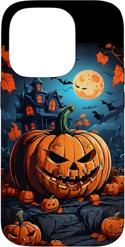 Vista 16 de iPhone 11 Pro Max - Funda para disfraz de Halloween con diseño de calabaza tallada espeluznante