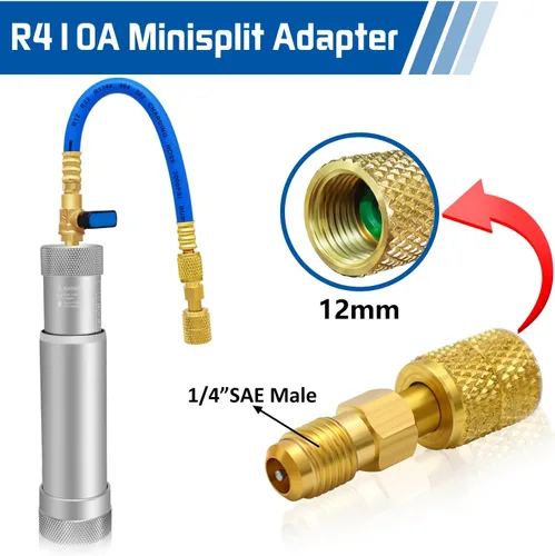 Vista 8 de Kit de Inyector de Aceite y Tinte de AC Boltigen, Herramientas de Inyección de Aceite y Tinte de A/C con Acoplados Rápidos Ajustables R134a R1234YF