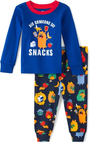 Vista 17 de The Children's Place - Conjunto de pijama de manga larga con botones para bebé niño, ajustado, 100% algodón, 2 piezas