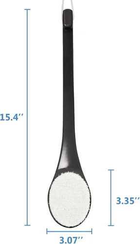 Vista 7 de Cepillo de espalda de mango largo para ducha, depurador de cerdas suaves para la ducha, ergonómico curvado de mango largo, cepillo de baño