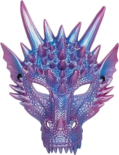 Vista 4 de Alodidae Máscara de dragón para Halloween, máscara de media cara, disfraz de cosplay para adultos Negro