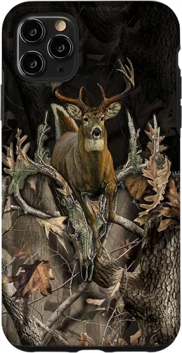 Vista 13 de Funda para iPhone 17 con diseño de camuflaje de caza de ciervos y cráneos