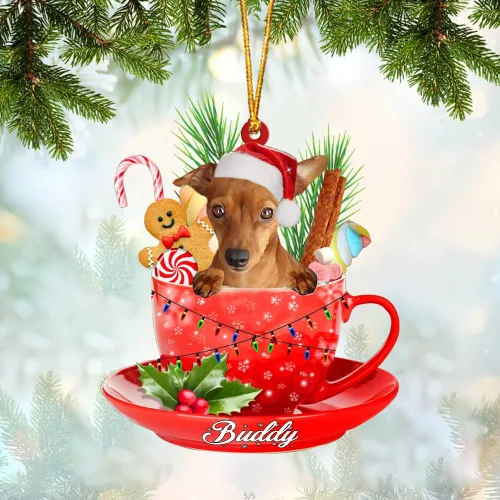 Vista 64 de Alaskan Malamute - Adorno de tetera de perro sentado en una tetera de Navidad, adorno de Navidad con nombre personalizado, adorno de automóvil