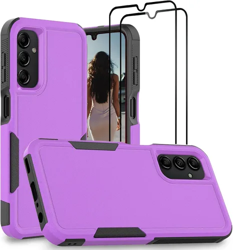 Vista 78 de Jeylly Compatible con Samsung Galaxy A22 5G Funda, Funda Samsung A22 5G con 2pcs protectores de pantalla de vidrio templado