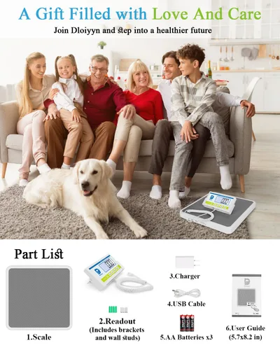 Vista 7 de Báscula médica para peso corporal con pantalla digital, límite de 660 libras, báscula de piso de grado médico de alta precisión, resistente, ajustes