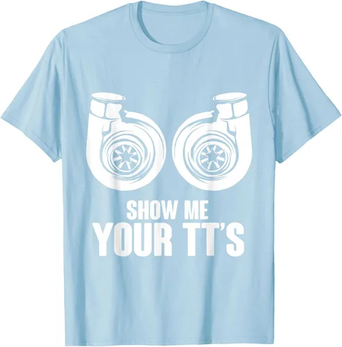Vista 100 de Funny Show Me Your TT's Twin Turbo Car Racing Camiseta, Negro, S