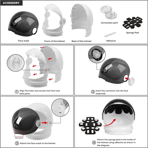 Vista 9 de ReliBeauty Astronaut Helmet for Kids Costume