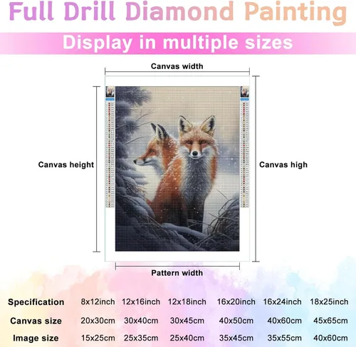 Vista 3 de Kits de pintura de diamantes 5D para adultos principiantes, hermosos zorros, pintura de diamantes, pintura con diamantes de cuentas, puntos, gema