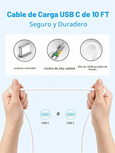 Vista 4 de Cargador de aire para MacBook de carga rápida, Apple 30 W, adaptador de corriente USB C extralargo cable USBC de 10 pies compatible con MacBook Pro