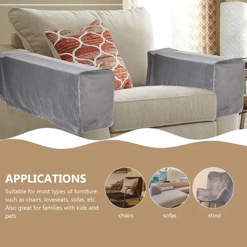 Vista 9 de BESPORTBLE Fundas elásticas para reposabrazos para sillas, sofá, sillón, sofás de terciopelo para el hogar, oficina, sofá reclinable, color gris