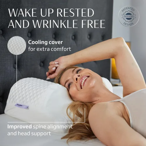 Vista 3 de YourFacePillow, Almohada de Belleza para Dormir de Espalda, Almohada Cervical de Contorno de Espuma Viscoelástica, Apoyo Ergonómico para Cuello