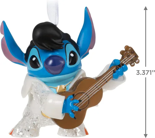 Vista 5 de Hallmark Keepsake Adorno navideño 2021, diseño de Lilo & Stitch Rockstar Stitch, porcelana