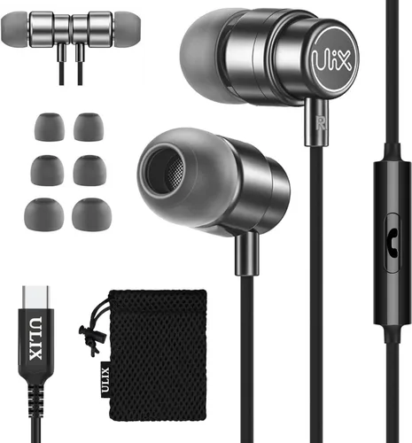 Vista 14 de Auriculares con cable UliX Rider intrauditivos, garantía de 5 años, auriculares con micrófono, con cable anti-enredo, auriculares para iPhone, iPad