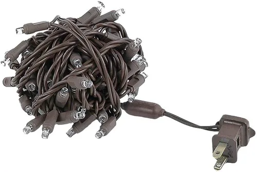 Vista 7 de Novelty Lights Luces de Navidad LED de 34 pies con 100 LED blanco puro, espaciado de 4 pulgadas en cable marrón, certificadas UL IP55 grado