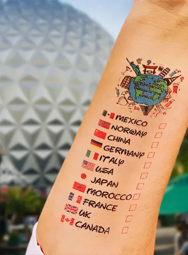 Vista 2 de Beber alrededor del mundo - Paquete de 4 tatuajes - Perfecto para viaje a Epcot