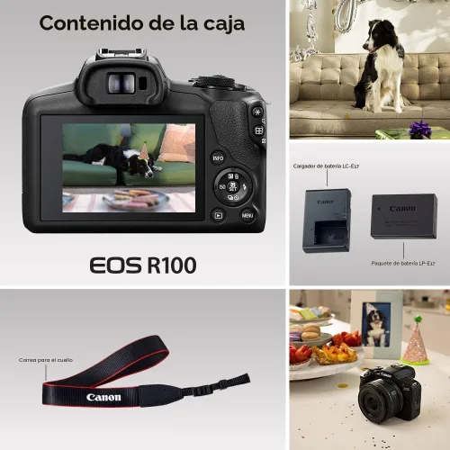 Vista 9 de Canon Cámara sin espejo EOS R100, montaje RF, 24.1 MP, procesador de imagen DIGIC 8, disparo continuo, detección ocular AF, video Full HD, 4K