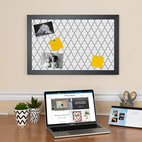 Vista 3 de PinPix Tablero de anuncios de corcho personalizado de 18 x 12 pulgadas, tablero de póster color beige con un tablero de fotos estilo lienzo