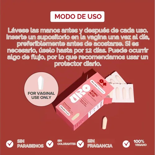 Vista 7 de O Positiv Paquete de supositorio vaginal de probióticos vaginales URO y ácido bórico URO