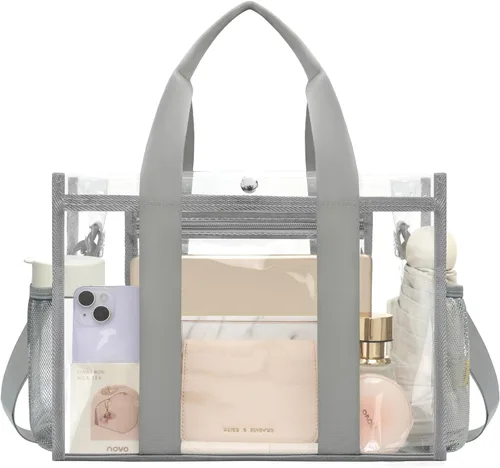 Vista 10 de BAGAIL Bolsa transparente, aprobada para estadios, con bolsillo interior, bolsa de viaje transparente para eventos deportivos, conciertos, trabajo